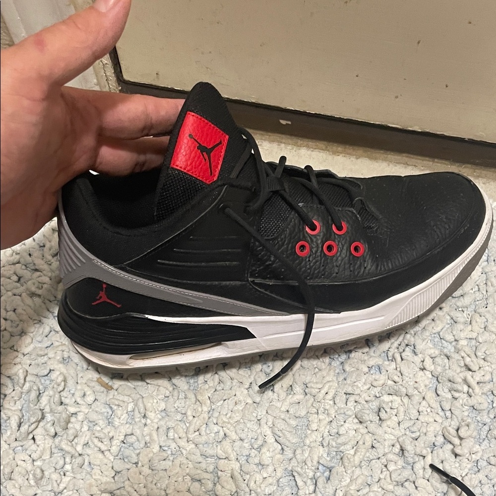Jordan Black and Red Sneakers with White Sole